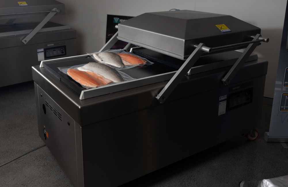 A Henkelman double chamber vacuum packaging machine.